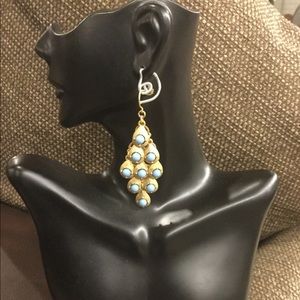 Blue And Gold Pierced Earrings.